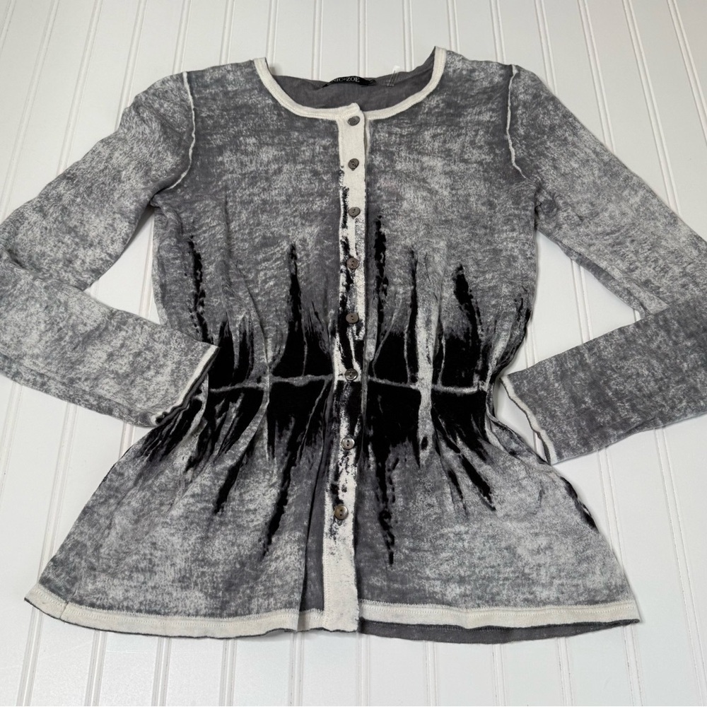 NIC+ZOE Womens Cardigan Sweater Small Gray Black Knit Button Up

Chest 17